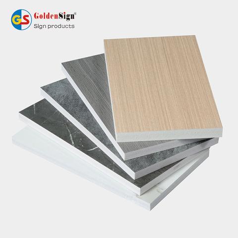 Tablero de espuma laminada de PVC de grano de madera Goldensign para paneles de pared
